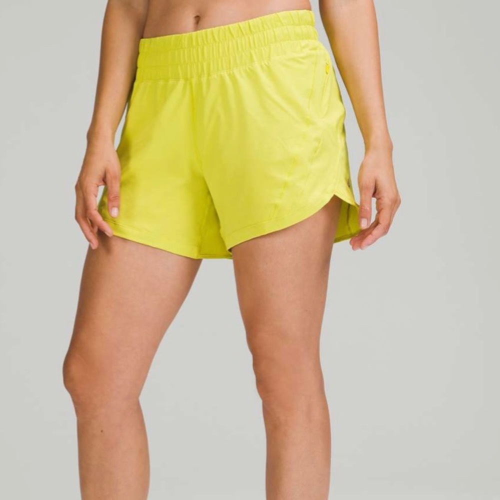 Nwt. Size 8. Lululemon Track That Mid-Rise Lined Short 5" Yellow Serpentine.